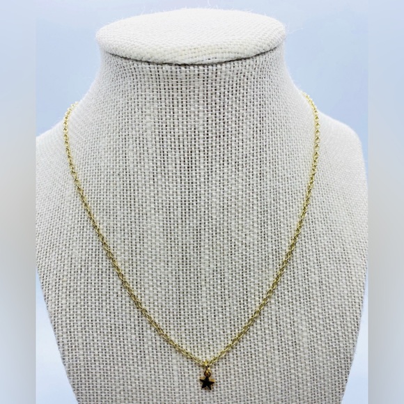 Hand Crafted Jewelry - Black Enamel Mini Star Charm Gold Chain Choker Necklace Boho Preppy Y2K Fairy